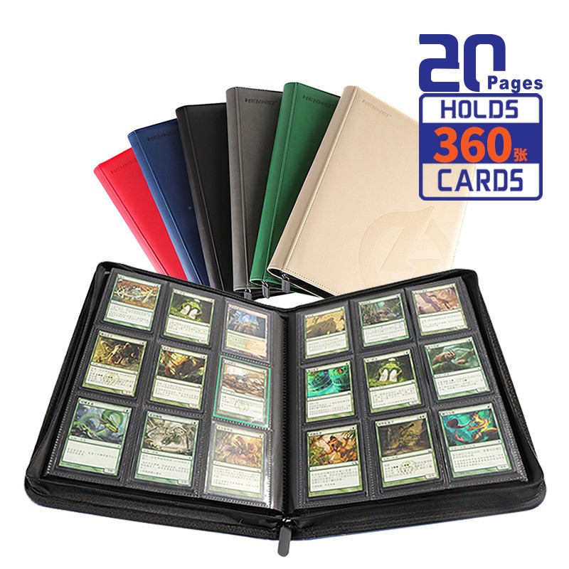 HENWEI Zipped card binder - Green / 4 pockets / 160 cards